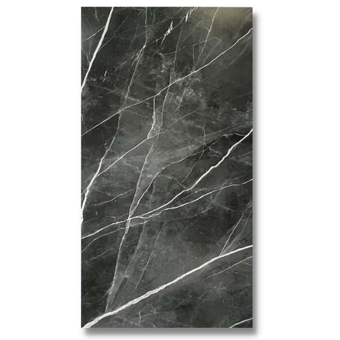 Full Sheet Black Adamantium Carrara Marble Wall Panel 96" X 48" 4 Pack
