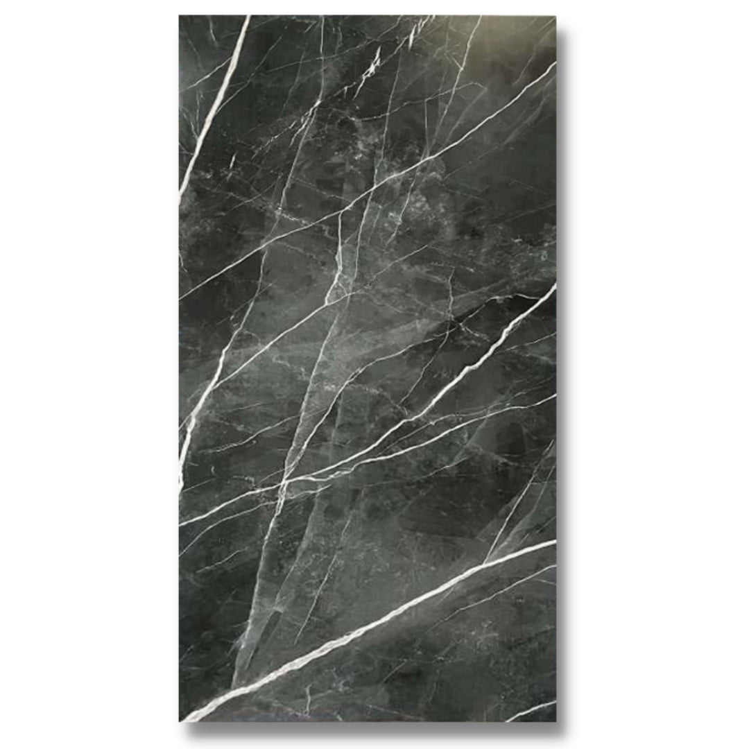 Full Sheet Black Adamantium Carrara Marble Wall Panel 96" X 48" 4 Packs