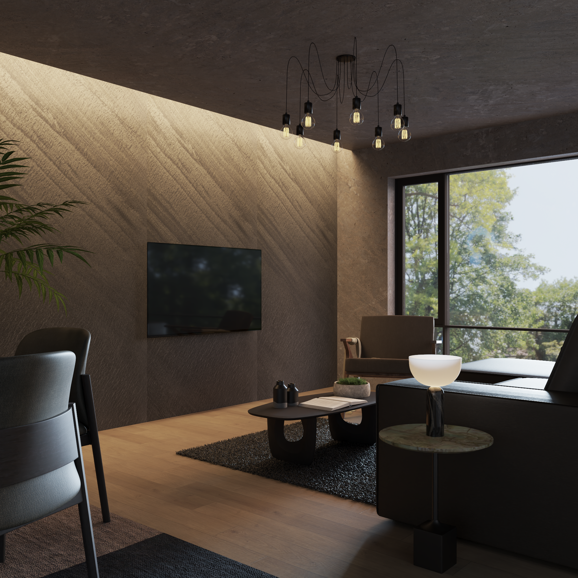 Midnight Onyx Rock Textured Panel 96" x 48"