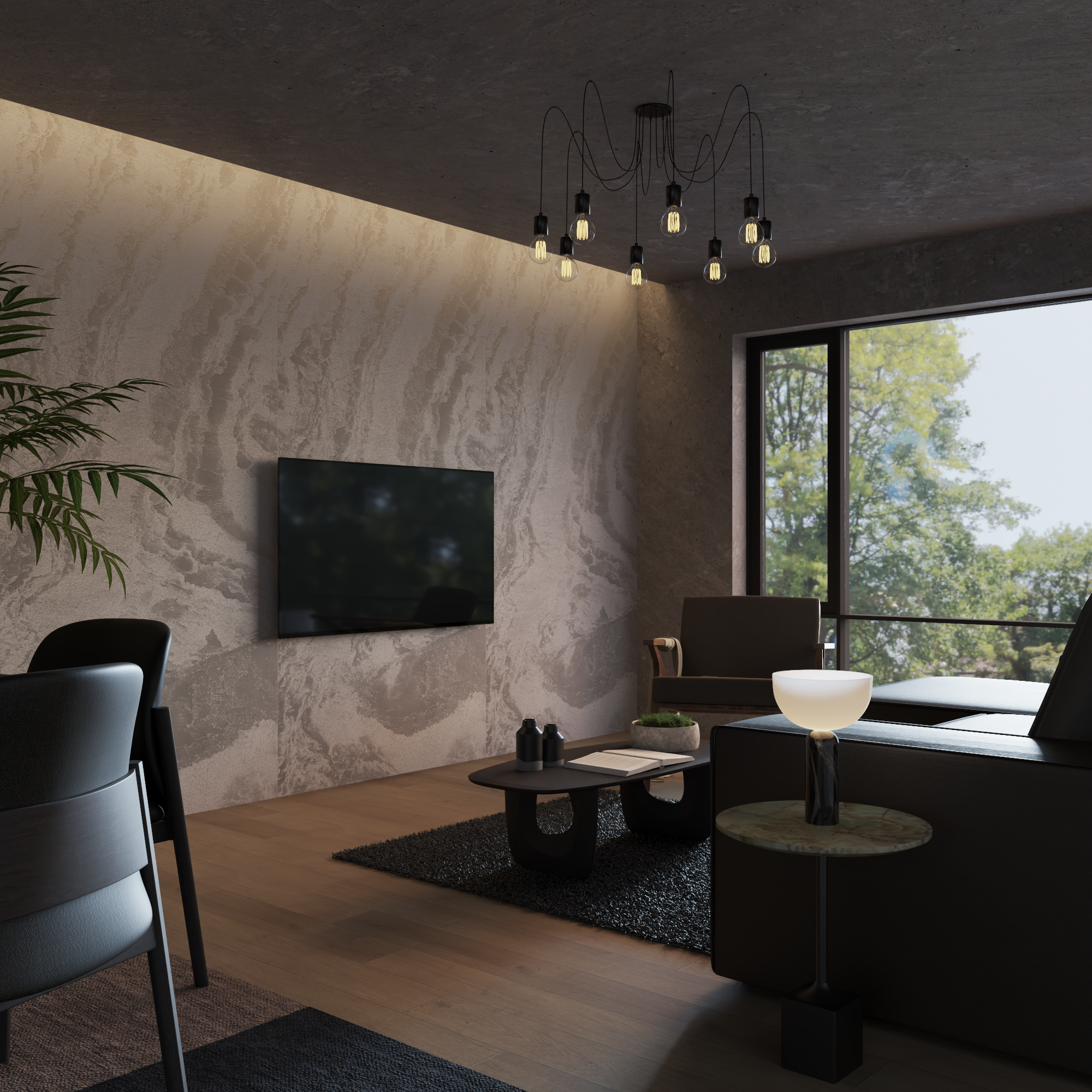 Misty Gray Rock Textured Panel 96" x 48"