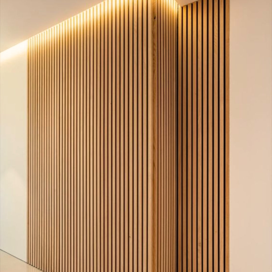 94.49" x 25.20" Natural Oak Acoustic Slat Wood Wall Panel