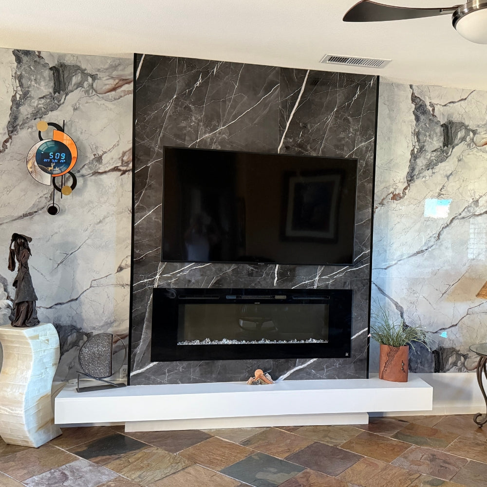 Black Adamantium Carrara Marble Wall Panel – 8 ft x 4 ft (Covers 32 sq ft)