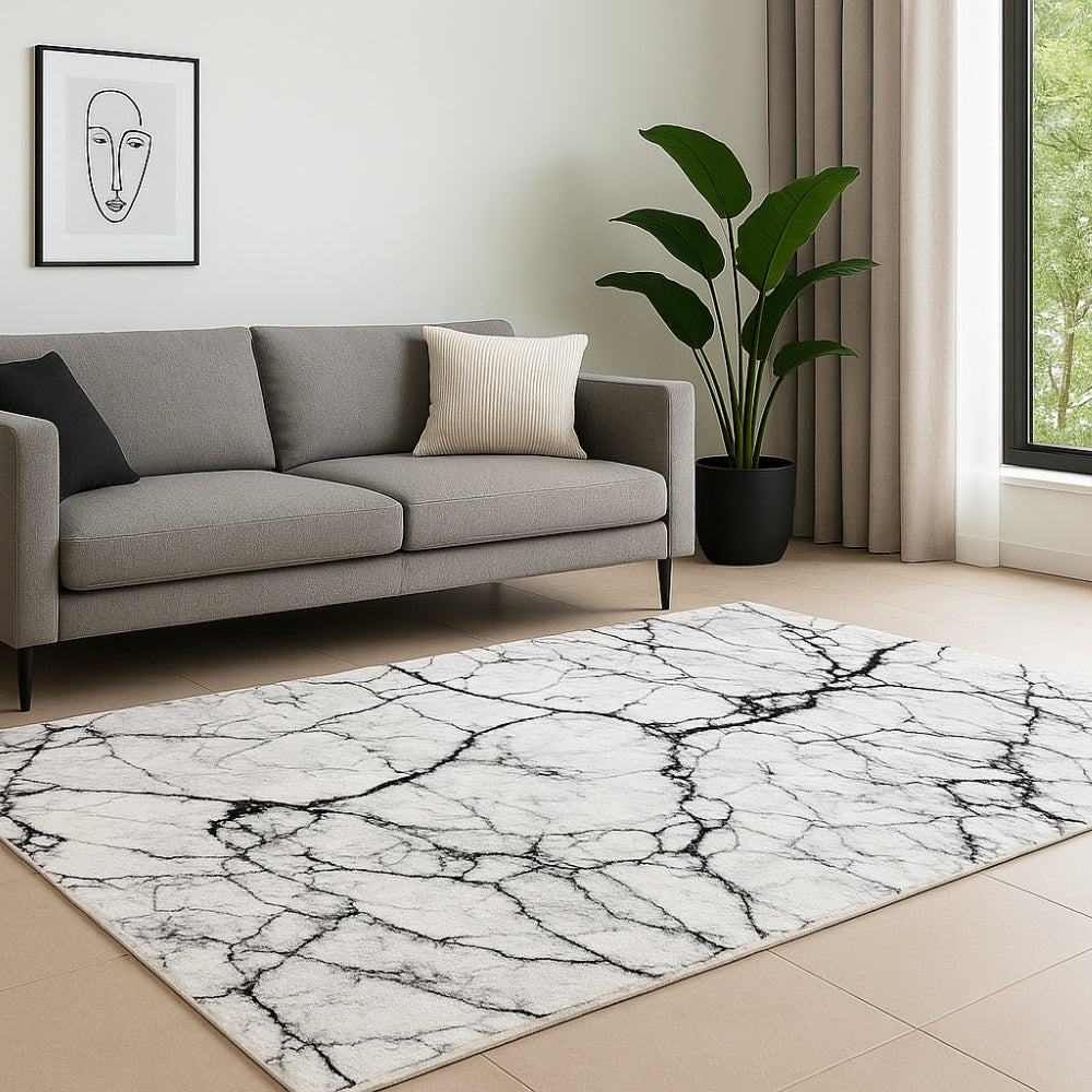 Calacatta Black/White Marble Rug