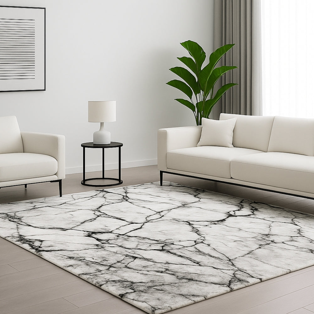 Calacatta Black/White Marble Rug