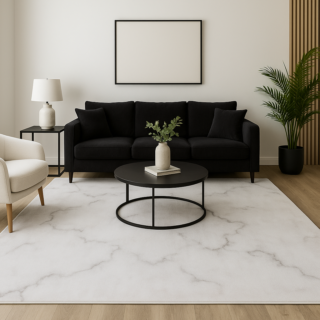 Calacatta Soft White/Gray Marble Rug