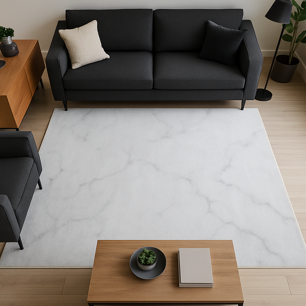 Calacatta Soft White/Gray Marble Rug