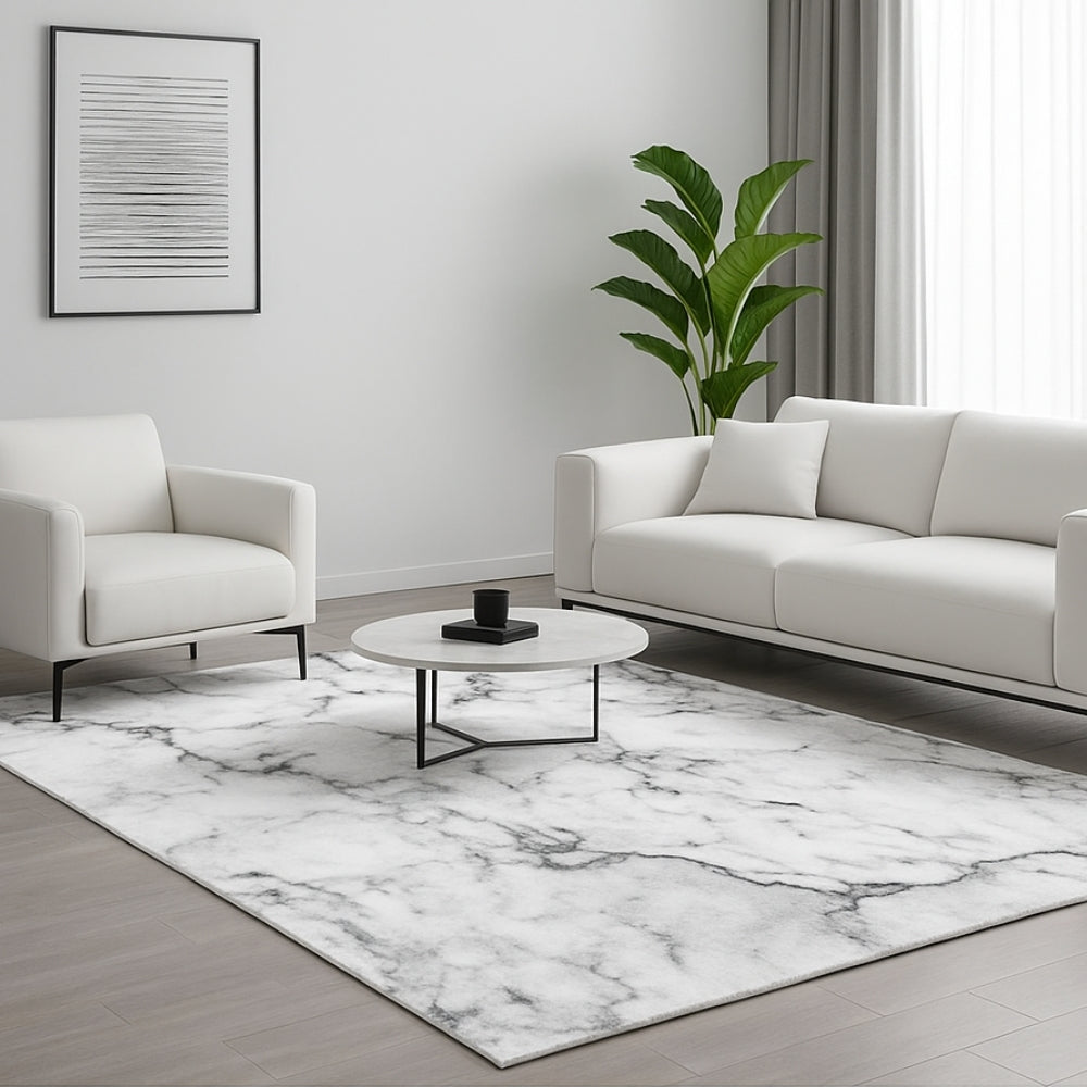 Calacatta White/Gray Marble Rug