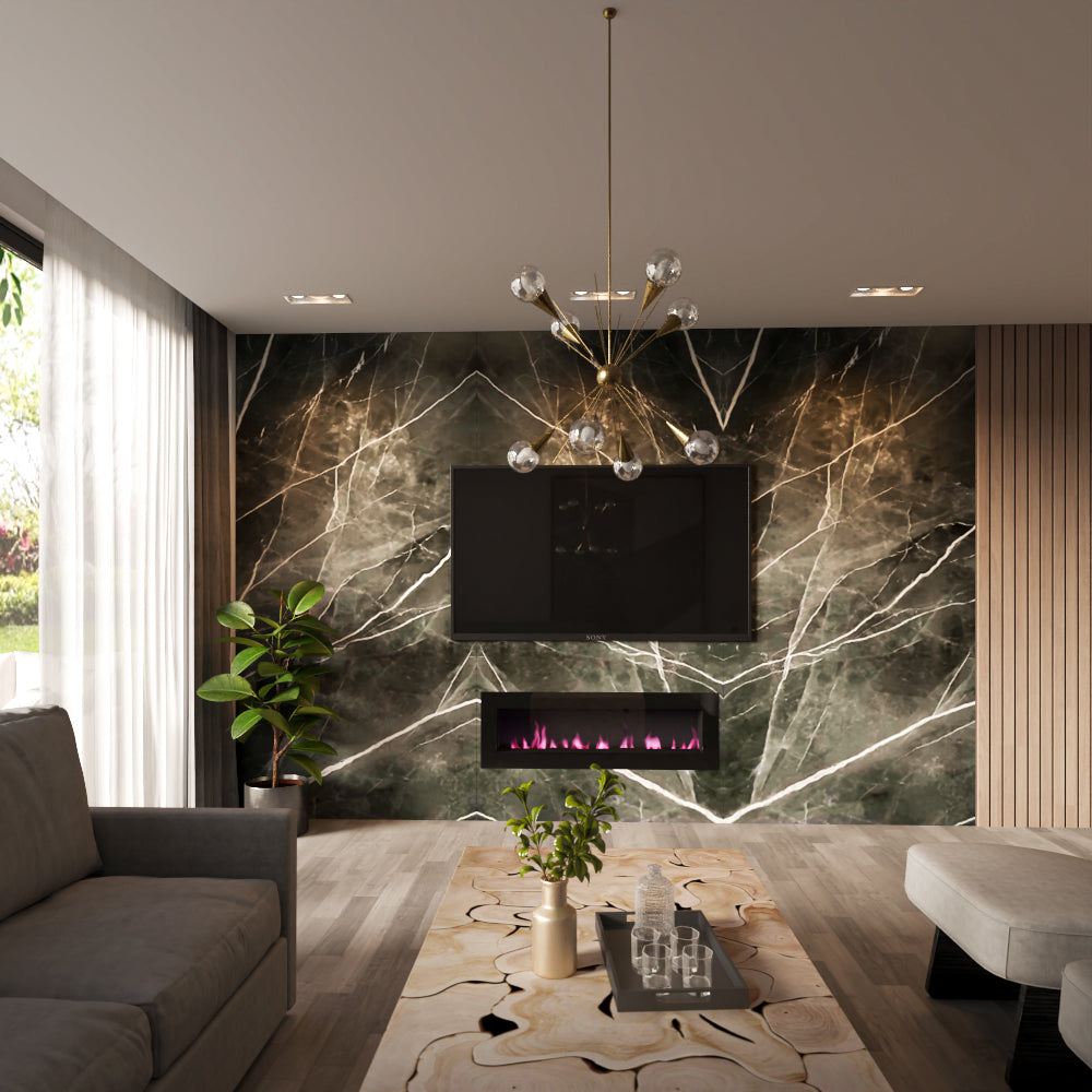 Black Adamantium Carrara Marble Wall Panel 96" X 48"