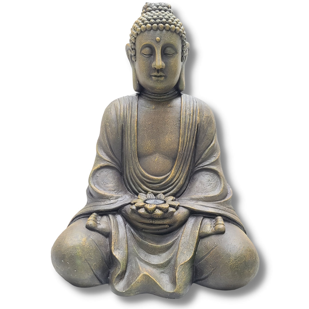 32" High Buddha Solar Sitting Statue