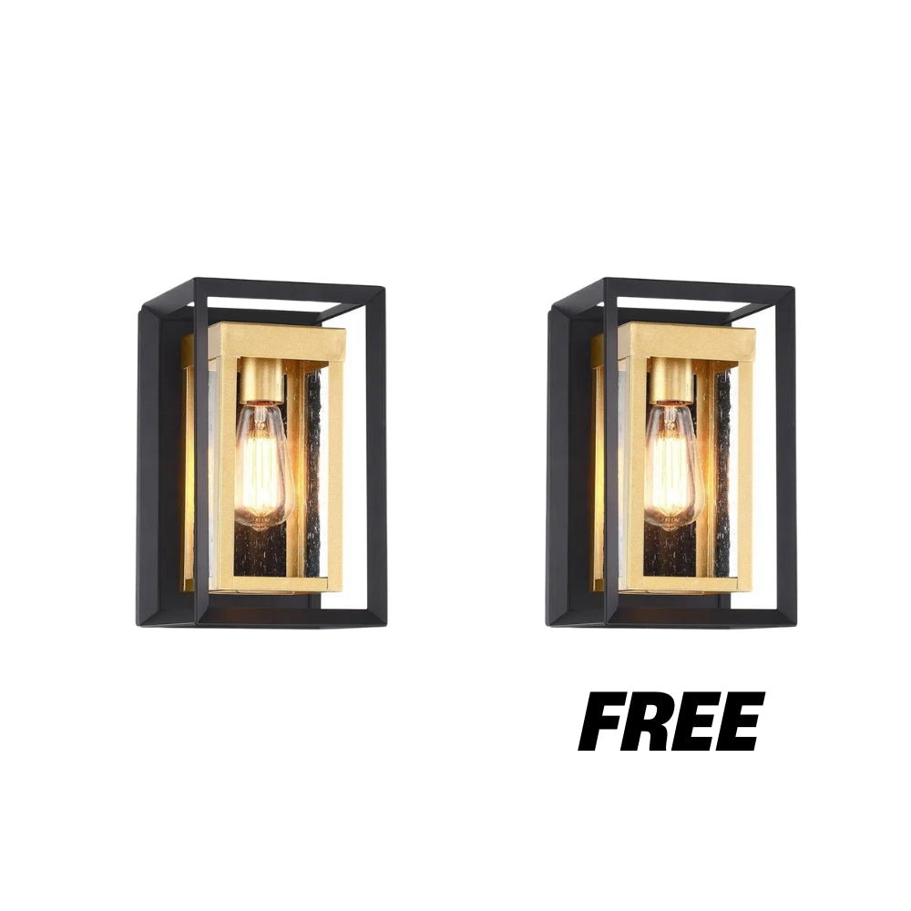 BOGO 2x1 Black and Gold Indoor and Outdoor Wall Moderntique Light