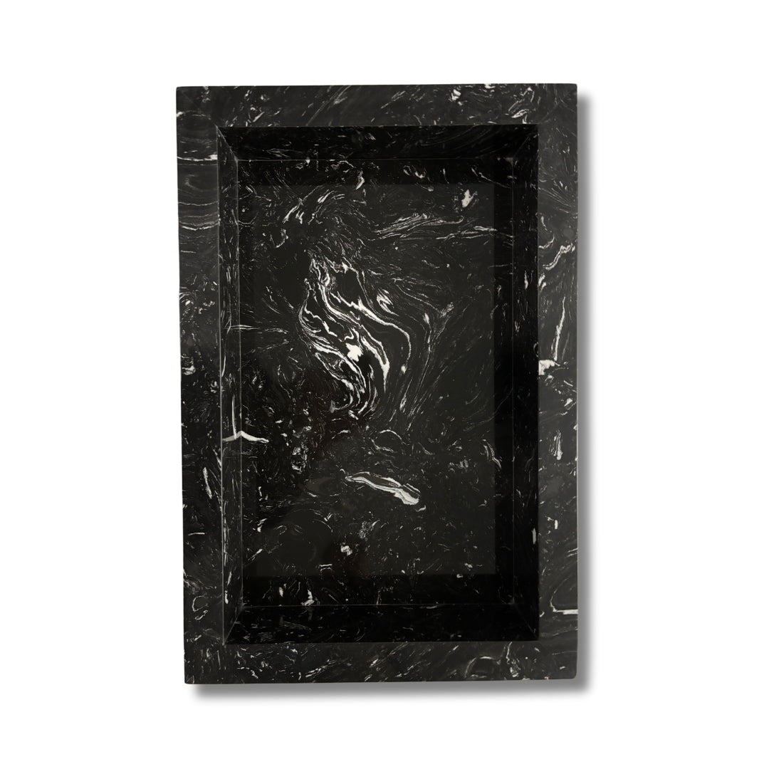 Black Carrara Marble Shower Niche 24" x 16"