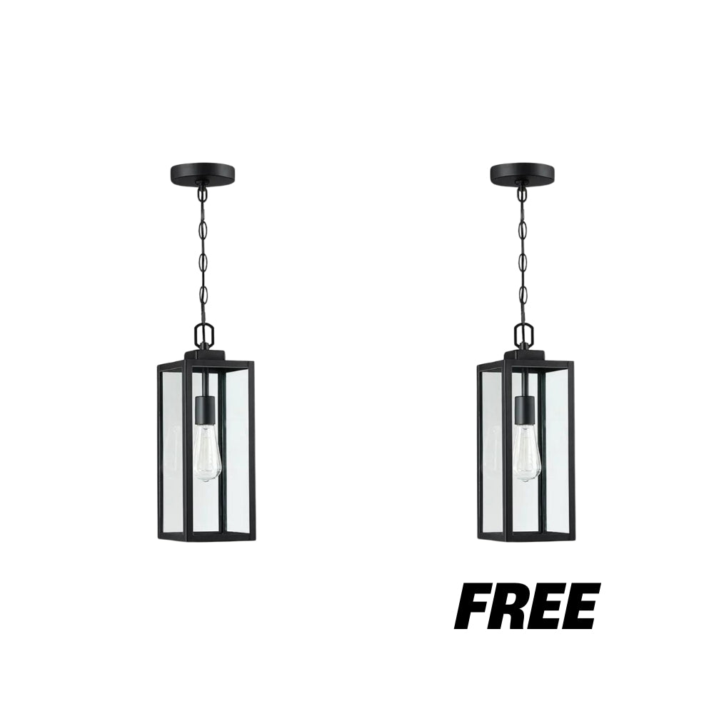 BOGO 2x1 Black Moderntique Indoor and Outdoor Pendant Light