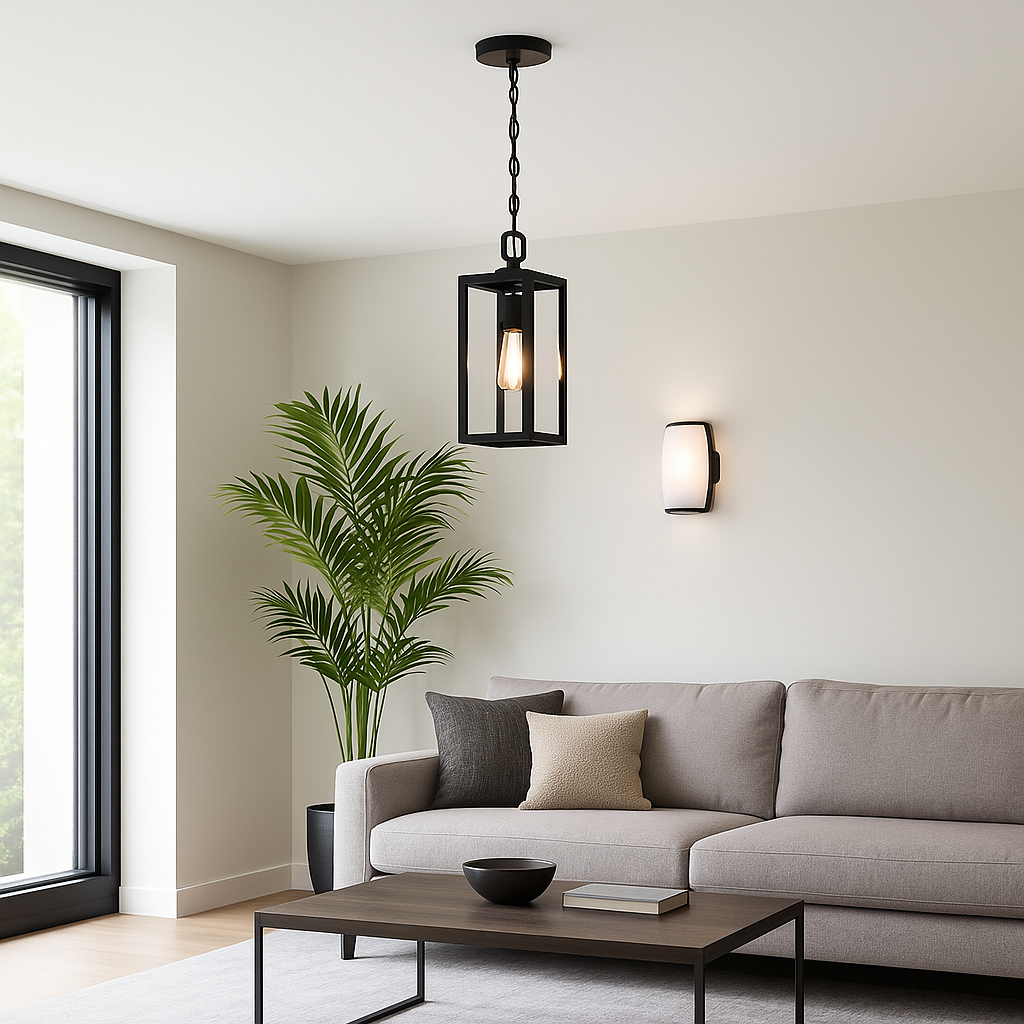 Black Moderntique Indoor and Outdoor Pendant Light