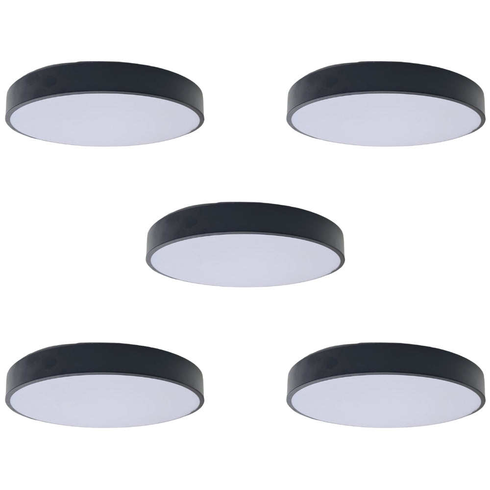 5 pcs Bundle Black LED Round Flushmount Wall Light